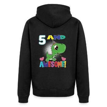 5 Et génial anniversaire T Rex Dinosaure Cinq ans - Veste à capuche bio Premium Unisexe - noir - Dos - Nico (187cm)