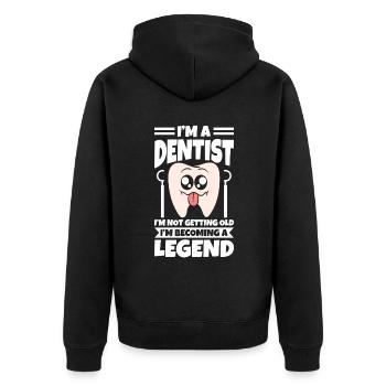 Je suis dentiste Je ne vieillis pas - Veste à capuche bio Premium Unisexe - noir - Dos - Nico (187cm)