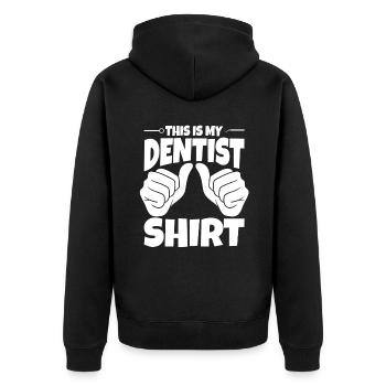 Ceci est ma chemise de dentiste - Veste à capuche bio Premium Unisexe - noir - Dos - Nico (187cm)
