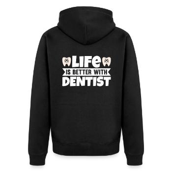 La vie est meilleure avec le dentiste - Veste à capuche bio Premium Unisexe - noir - Dos - Nico (187cm)