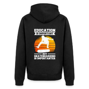 Skateboarding Is Importanter - Unisex Premium Bio Zip Hoodie - Schwarz - Hinten - Nico (187cm)