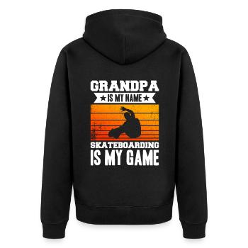 Grandpa Skateboarding Is My Game - Unisex Premium Organic Zip Hoodie - black - Back - Nico (187cm)