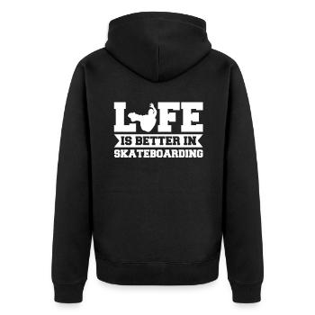 La vie est meilleure en skateboard - Veste à capuche bio Premium Unisexe - noir - Dos - Nico (187cm)