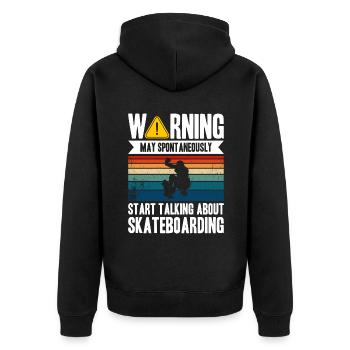 Start Talking About Skateboarding - Unisex Premium Organic Zip Hoodie - black - Back - Nico (187cm)