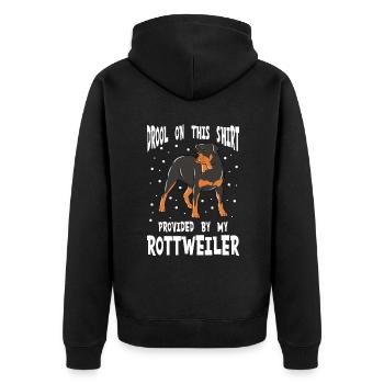 Drool On This Shirt Provided By My Rottweiler - Unisex Premium Organic Zip Hoodie - black - Back - Nico (187cm)