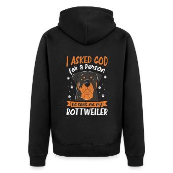 J’ai demandé à Dieu une personne qu’il m’a envoyé mon rottweiler - Veste à capuche bio Premium Unisexe - noir - Dos - Nico (187cm)