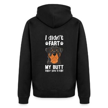 Je n’ai pas pété mes fesses t’a soufflé un baiser - Veste à capuche bio Premium Unisexe - noir - Dos - Nico (187cm)
