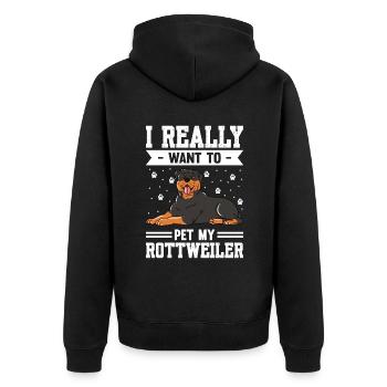 Je veux vraiment caresser mon Rottweiler - Veste à capuche bio Premium Unisexe - noir - Dos - Nico (187cm)