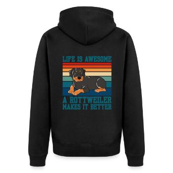 La vie est géniale Un Rottweiler la rend meilleure - Veste à capuche bio Premium Unisexe - noir - Dos - Nico (187cm)