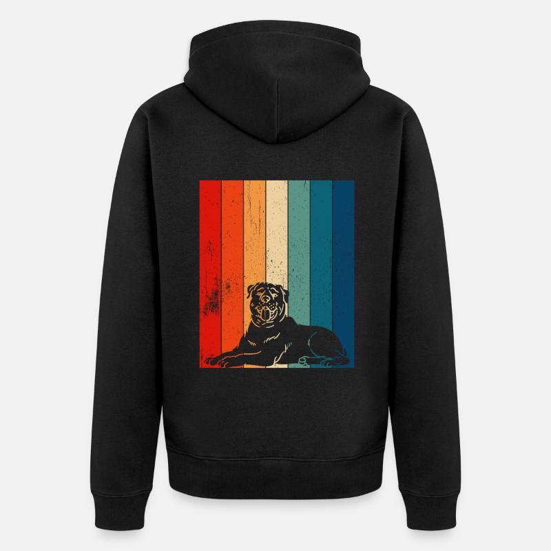 Retro Distressed Rottweiler Lines - Unisex Premium Bio Zip Hoodie - Schwarz