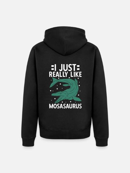 I Just Really Like Mosasaurus - Unisex Premium Organic Zip Hoodie - black
