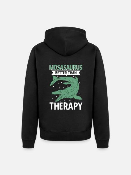 Mosasaurus Better Than Therapy - Unisex Premium Organic Zip Hoodie - black