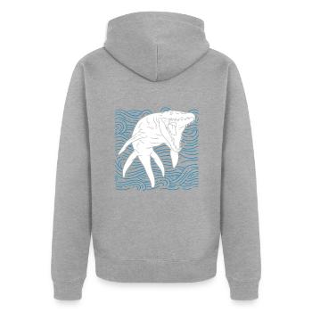 Mosasaurus Dinosaur - Unisex Premium Bio Zip Hoodie - Grau meliert - Hinten - Nico (187cm)