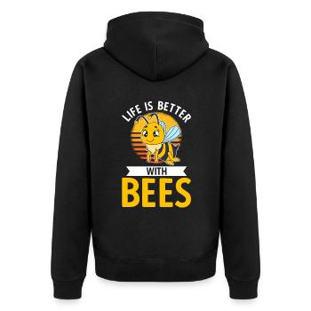 Life Is Better With Bees - Unisex Premium Bio Zip Hoodie - Schwarz - Hinten - Nico (187cm)