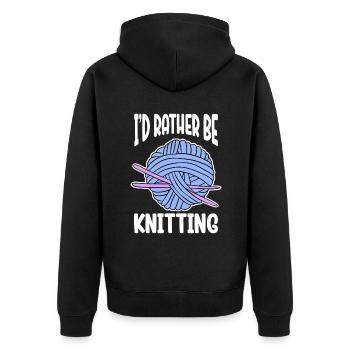 I'd Rather Be Knitting - Unisex Premium Organic Zip Hoodie - black - Back - Nico (187cm)