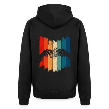 Retro Knitting Vintage Knitting - Unisex Premium Bio Zip Hoodie - Schwarz - Hinten - Nico (187cm)
