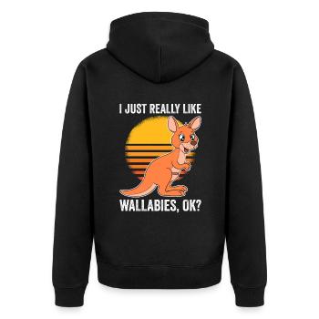 Wallaby mieux que la thérapie - Veste à capuche bio Premium Unisexe - noir - Dos - Nico (187cm)