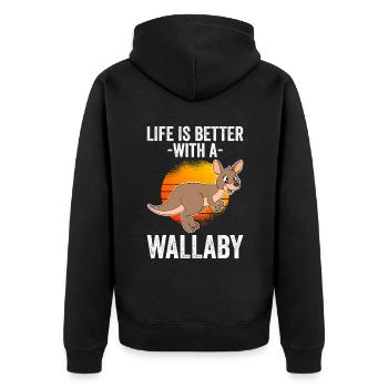 Wallaby mieux que la thérapie - Veste à capuche bio Premium Unisexe - noir - Dos - Nico (187cm)