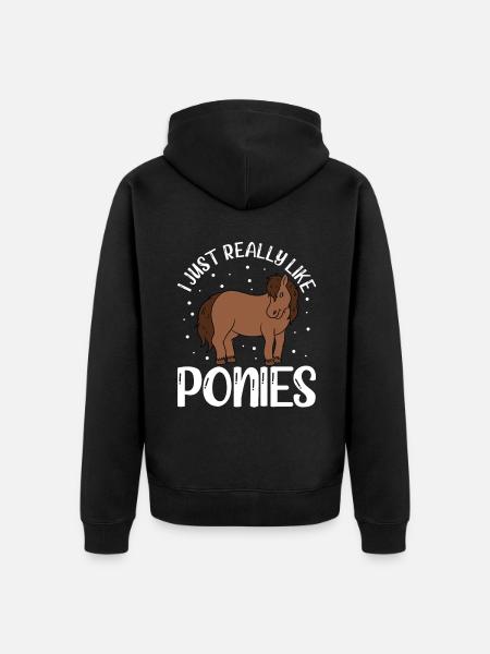 I Just Really Like Ponies - Unisex Premium Organic Zip Hoodie - black