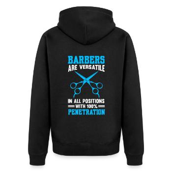 Les barbiers sont polyvalents dans toutes les positions - Veste à capuche bio Premium Unisexe - noir - Dos - Nico (187cm)