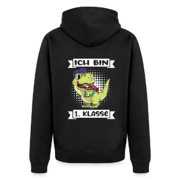 Ich Bin 1 Klasse Einschulung Schulanfang - Unisex Premium Bio Zip Hoodie - Schwarz - Hinten - Nico (187cm)
