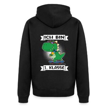 Ich Bin 1 Klasse Einschulung Schulanfang - Unisex Premium Bio Zip Hoodie - Schwarz - Hinten - Nico (187cm)