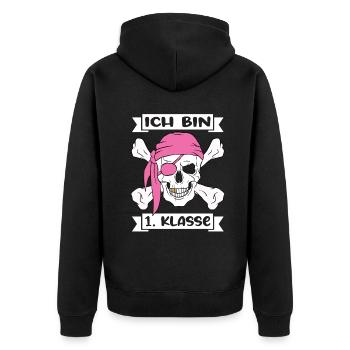 Ich Bin 1 Klasse Einschulung Schulanfang - Unisex Premium Bio Zip Hoodie - Schwarz - Hinten - Nico (187cm)