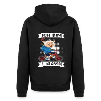 Ich Bin 1 Klasse Einschulung Schulanfang - Unisex Premium Bio Zip Hoodie - Schwarz - Hinten - Nico (187cm)