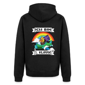 Ich Bin 1 Klasse Einschulung Schulanfang - Unisex Premium Bio Zip Hoodie - Schwarz - Hinten - Nico (187cm)
