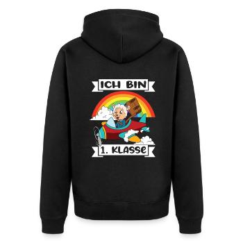 Ich Bin 1 Klasse Einschulung Schulanfang - Unisex Premium Bio Zip Hoodie - Schwarz - Hinten - Nico (187cm)