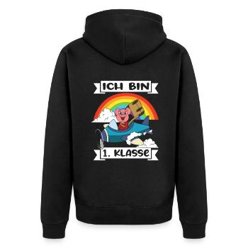 Ich Bin 1 Klasse Einschulung Schulanfang - Unisex Premium Bio Zip Hoodie - Schwarz - Hinten - Nico (187cm)