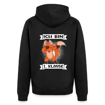 Ich Bin 1 Klasse Einschulung Schulanfang - Unisex Premium Bio Zip Hoodie - Schwarz - Hinten - Nico (187cm)