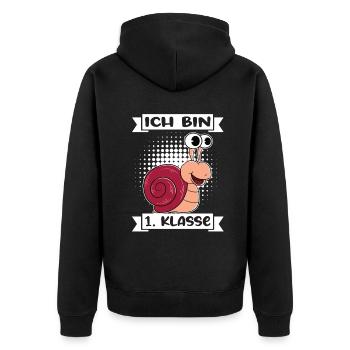 Ich Bin 1 Klasse Einschulung Schulanfang - Unisex Premium Bio Zip Hoodie - Schwarz - Hinten - Nico (187cm)