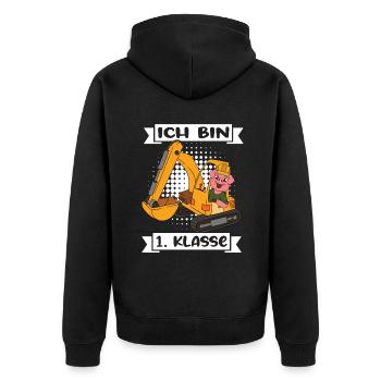 Ich Bin 1 Klasse Einschulung Schulanfang - Unisex Premium Bio Zip Hoodie - Schwarz - Hinten - Nico (187cm)