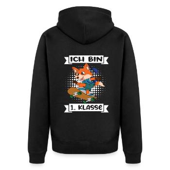 Ich Bin 1 Klasse Einschulung Schulanfang - Unisex Premium Bio Zip Hoodie - Schwarz - Hinten - Nico (187cm)