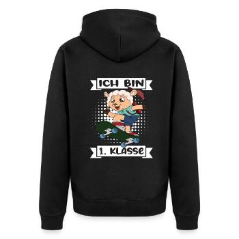 Ich Bin 1 Klasse Einschulung Schulanfang - Unisex Premium Bio Zip Hoodie - Schwarz - Hinten - Nico (187cm)
