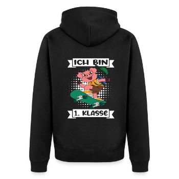 Ich Bin 1 Klasse Einschulung Schulanfang - Unisex Premium Bio Zip Hoodie - Schwarz - Hinten - Nico (187cm)
