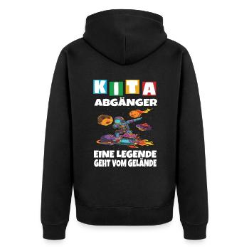 Kindergarten Abgänger Schulanfang Einschulung - Unisex Premium Bio Zip Hoodie - Schwarz - Hinten - Nico (187cm)