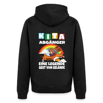 Kindergarten Abgänger Schulanfang Einschulung - Unisex Premium Bio Zip Hoodie - Schwarz - Hinten - Nico (187cm)