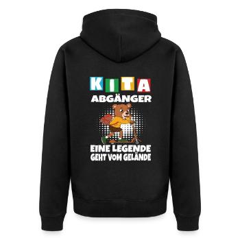 Kindergarten Abgänger Schulanfang Einschulung - Unisex Premium Bio Zip Hoodie - Schwarz - Hinten - Nico (187cm)