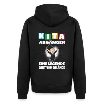 Kindergarten Abgänger Schulanfang Einschulung - Unisex Premium Bio Zip Hoodie - Schwarz - Hinten - Nico (187cm)