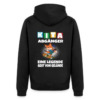 Kindergarten Abgänger Schulanfang Einschulung - Unisex Premium Bio Zip Hoodie - Schwarz - Hinten - Nico (187cm)