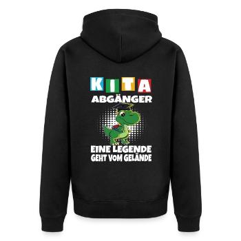 Kindergarten Abgänger Schulanfang Einschulung - Unisex Premium Bio Zip Hoodie - Schwarz - Hinten - Nico (187cm)