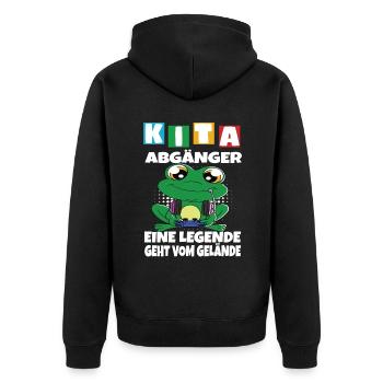 Kindergarten Abgänger Schulanfang Einschulung - Unisex Premium Bio Zip Hoodie - Schwarz - Hinten - Nico (187cm)