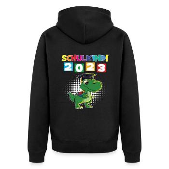Schulkind 2023 Einschulung 2023 Schulanfang - Unisex Premium Bio Zip Hoodie - Schwarz - Hinten - Nico (187cm)