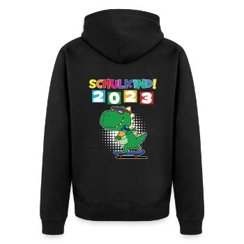 Schulkind 2023 Einschulung 2023 Schulanfang - Unisex Premium Bio Zip Hoodie - Schwarz - Hinten - Nico (187cm)