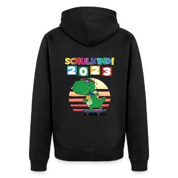 Schulkind 2023 Einschulung 2023 Schulanfang - Unisex Premium Bio Zip Hoodie - Schwarz - Hinten - Nico (187cm)