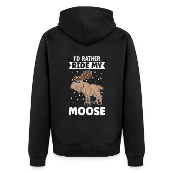 I'd Rather Ride My Moose - Unisex Premium Organic Zip Hoodie - black - Back - Nico (187cm)