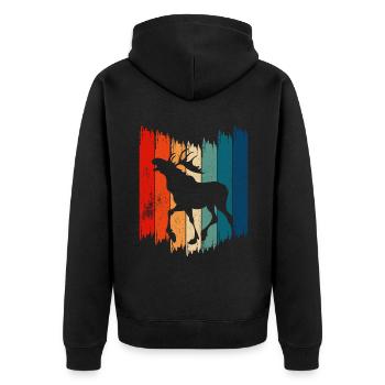 Retro Moose Vintage Moose - Unisex Premium Organic Zip Hoodie - black - Back - Nico (187cm)