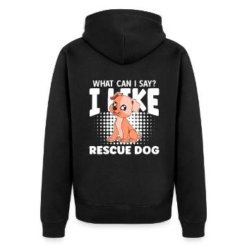 Que puis-je dire que j’aime Rescue Dog - Veste à capuche bio Premium Unisexe - noir - Dos - Nico (187cm)